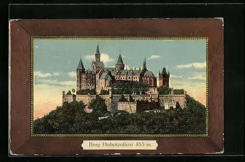 AK Burg Hohenzollern, Ansicht im Abendrot