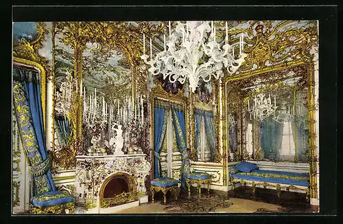 AK Herrenchiemsee, Das Kgl. Schloss, Blaues Ruhezimmer
