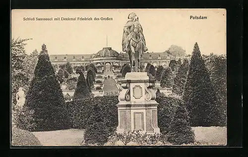 AK Potsdam, Schloss Sanssouci, Denkmal Friedrich der Grosse