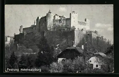 AK Salzburg, Die Festung Hohensalzburg aus der Ferne