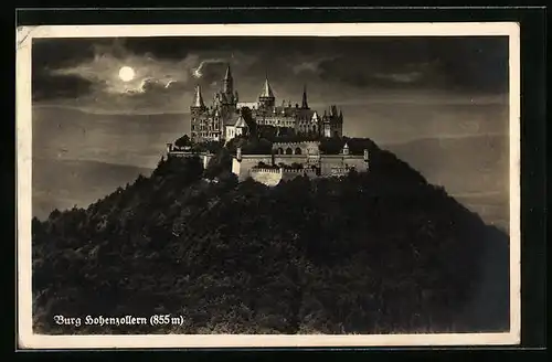 AK Burg Hohenzollern bei Vollmond