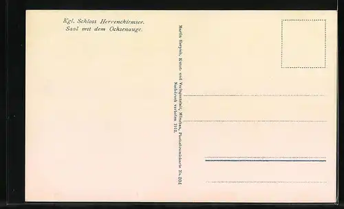 AK Herrenchiemsee, Das Kgl. Schloss, Saal mit dem Ochsenauge