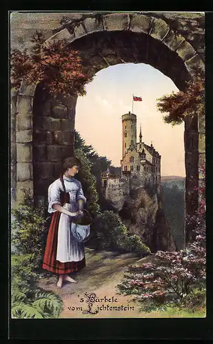 AK Schloss Lichtenstein, `s Bärbele vom Lichtenstein
