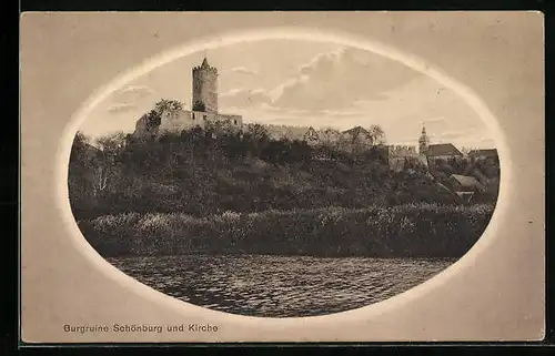 AK Burgruine Schönburg und Kirche