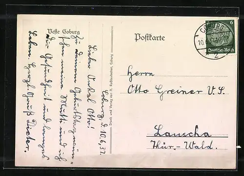 Künstler-AK Veste Coburg, Totalansicht