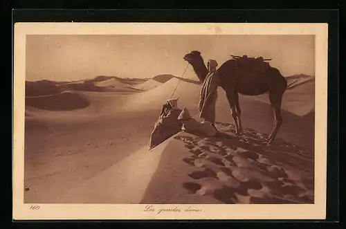 AK Beduinen mit Kamel in der Sandwüste
