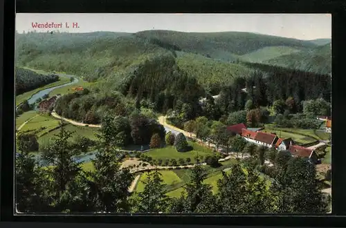 AK Wendefurt i. H., Ortsansicht aus der Vogelschau