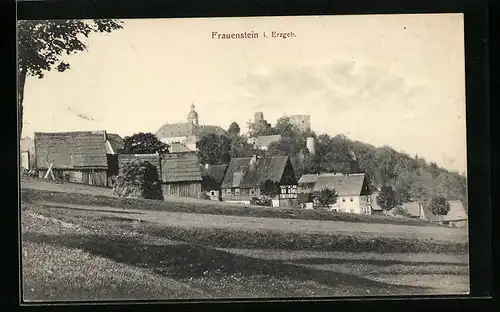 AK Frauenstein i. Erzgeb., Ortspartie mit Feldern