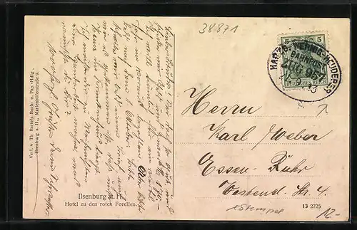 AK Ilsenburg a. H., Hotel zu den roten Forellen