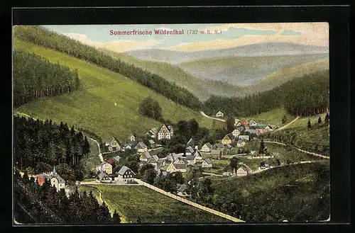 AK Wildenthal, Ortsansicht aus der Vogelschau