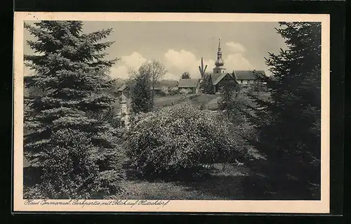AK Hutschdorf, Haus Immanuel, Parkpartie mit Blick zur Stadt
