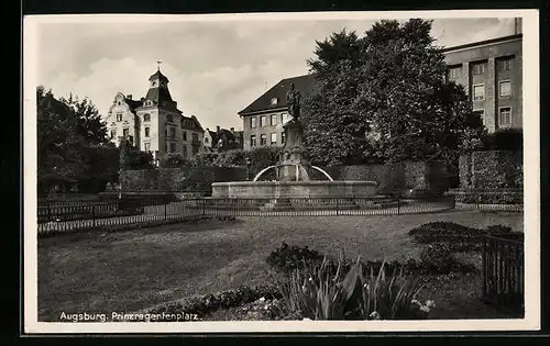 AK Augsburg, Prinzregentenplatz mit Brunnen