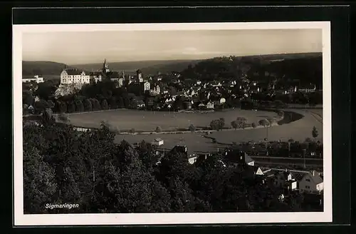 AK Sigmaringen, Ortspartie mit Schloss
