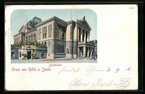 AK Halle a. d. Saale, Das Stadttheater, Seitenansicht