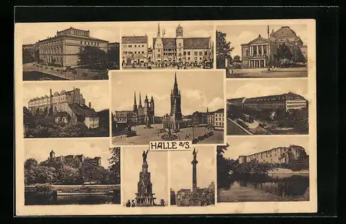 AK Halle a. d. Saale, Domplatz, Stadttheater