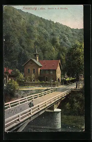 AK Treseburg i. Harz, Brücke und Kirche