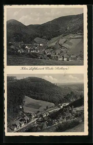 AK Wieda, Totalansicht mit Berglandschaft