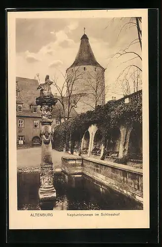 AK Altenburg, Neptunbrunnen im Schlosshof