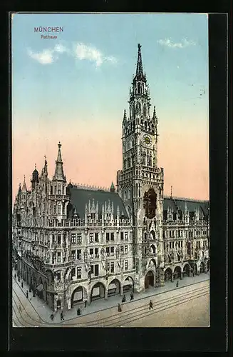 AK München, Rathaus aus der Vogelschau