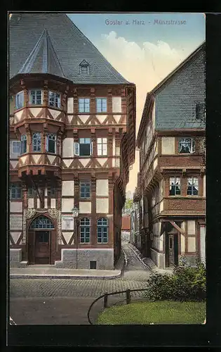 AK Goslar a. Harz, Münzstrasse mit Häuseransichten