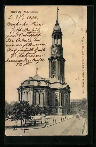 AK Hamburg-Neustadt, Blick zur Michaeliskirche