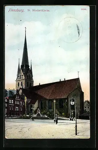 AK Flensburg, Ansicht der St. Nicolai-Kirche