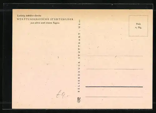 Künstler-AK Crailsheim, Ortsansicht anno 1944, Wappen