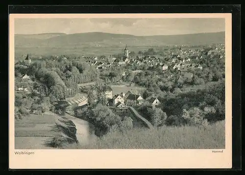 AK Waiblingen, Ortsansicht aus der Vogelschau
