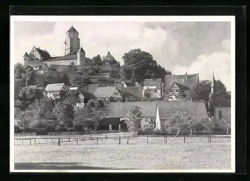 AK Niederalfingen Kr. Aalen, Ortspartie mit Burg