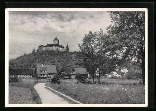 Künstler-AK Oppenweiler b. Backnang, Schloss Reichenberg aus der Ferne
