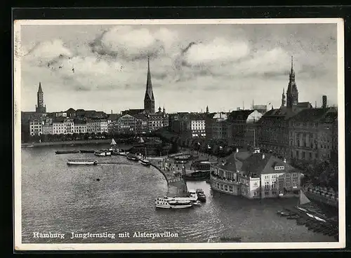 AK Hamburg-Neustadt, Jungfernstieg mit Alsterpavillon