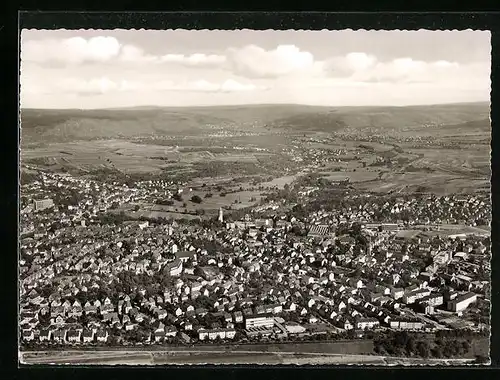 AK Waiblingen, Fliegeraufnahme der Stadt mit Fernblick