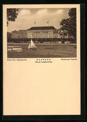 AK Hamburg-Neustadt, Hotel Vier Jahreszeiten und Restaurant Haerlin am Neuen Jungfernstieg