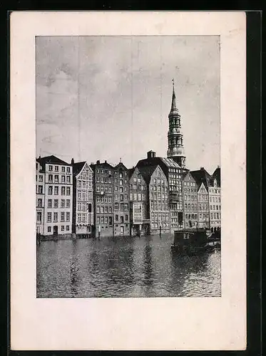 AK Hamburg, Alt-Hamburger Häuser und Fleet vom Wasser aus