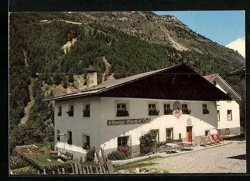 AK Martell /Vinschgau, Gasthof Salt, Kleine Aussenterrasse