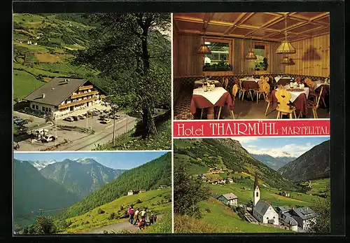 AK Martell-Ennewasser, Hotel Thairmühl, Gastraum, Blick auf den Ort
