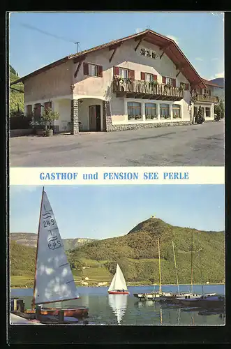 AK Kalterer See bei Bozen, Gasthof und Pension See Perle, Segelboote