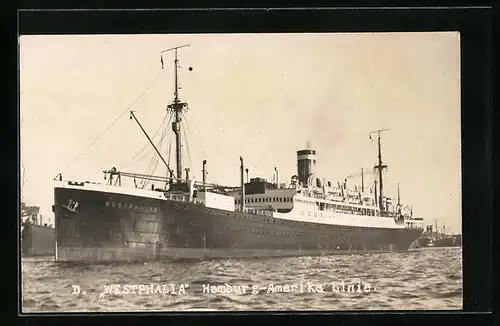 AK Passagierschiff Westphalia der H.-A.-Linie im Hafen anliegend