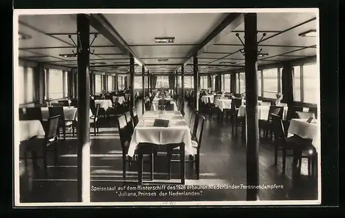 AK Speisesaal auf dem Hinterschiff des 1928 erbauten Niederländer Personendampfers Juliana, Prinses der Nederlanden