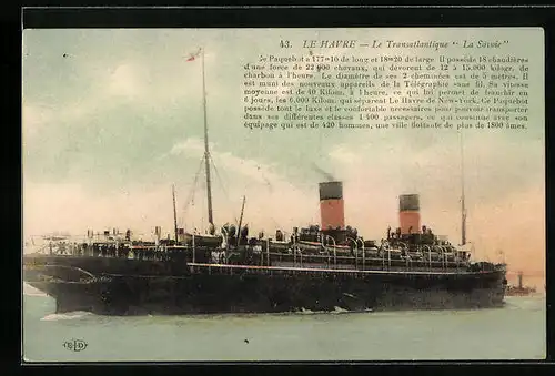 AK Le Havre, Le Transatlantique La Savoie