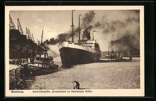 AK Hamburg, Schnelldampfer Deutschland im Hamburger Hafen