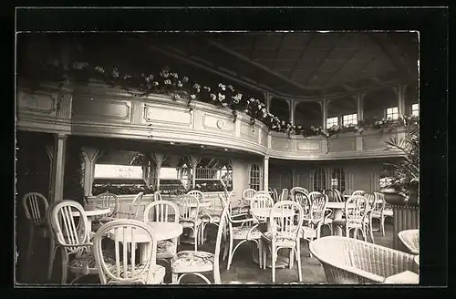 Foto-AK Passagierschiff Hamburg der H.-A.-Linie, Laube 1. Klasse