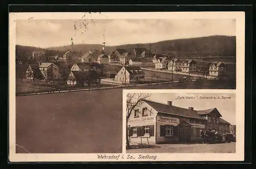 AK Wehrsdorf i. Sa., Siedlung mit Café Wettin