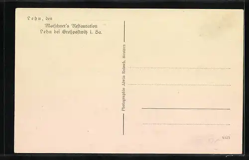 AK Lehn b. Grosspostwitz, Ansicht der Marschner`s Restauration