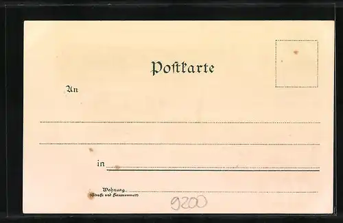 Lithographie Freiberg i. S., Justizgebäude, Neues Rathaus und Post