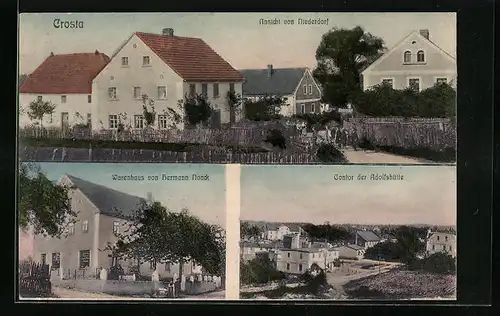 AK Crosta, Ansicht von Niederdorf mit Warenhaus von Hermann Noack