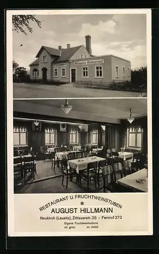 AK Neukirch /Lausitz, Restaurant von August Hillmann in der Zittauerstrasse 25