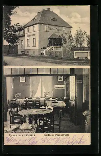 AK Preuschwitz, Gasthaus Gerums, Innenansicht