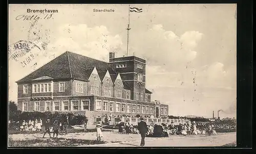 AK Bremerhaven, Strandhalle mit Badegästen