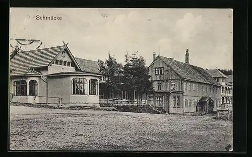 AK Schmücke, Strassenpartie vor einem Gasthaus